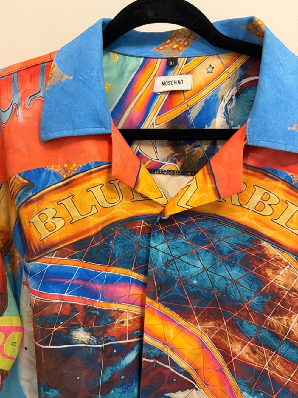 Rare Moschino Marble Trippy Short Sleeve Shirt Vibrant Psychedelic Print Size XL - Picture 3 of 6